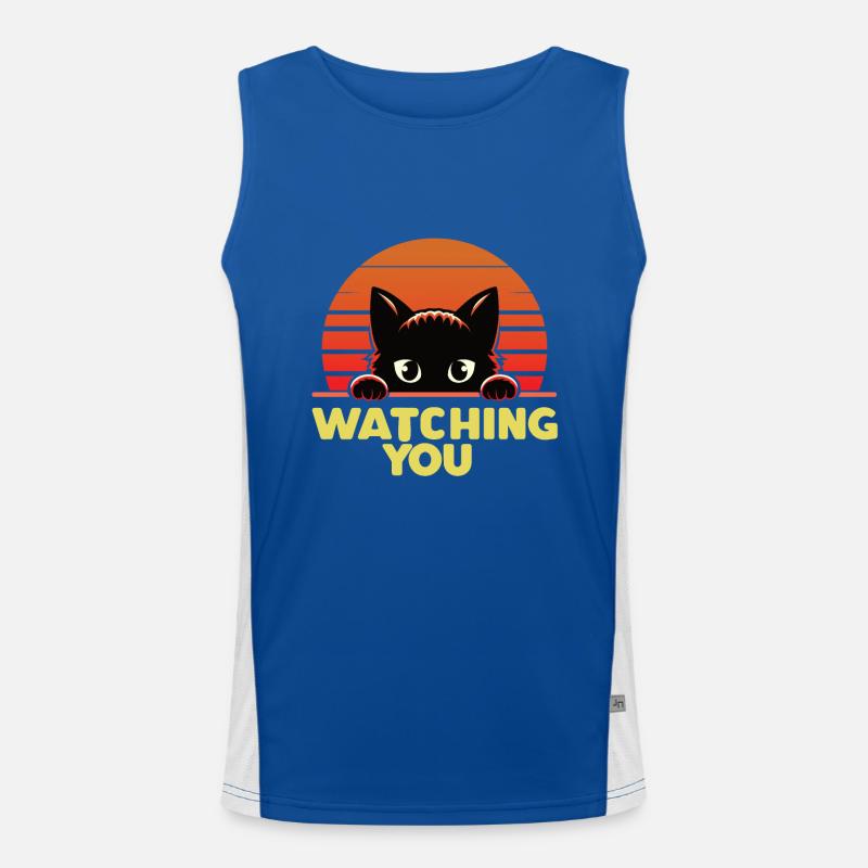 Chat noir qui vous regarde Débardeur respirant contrasté Homme 
