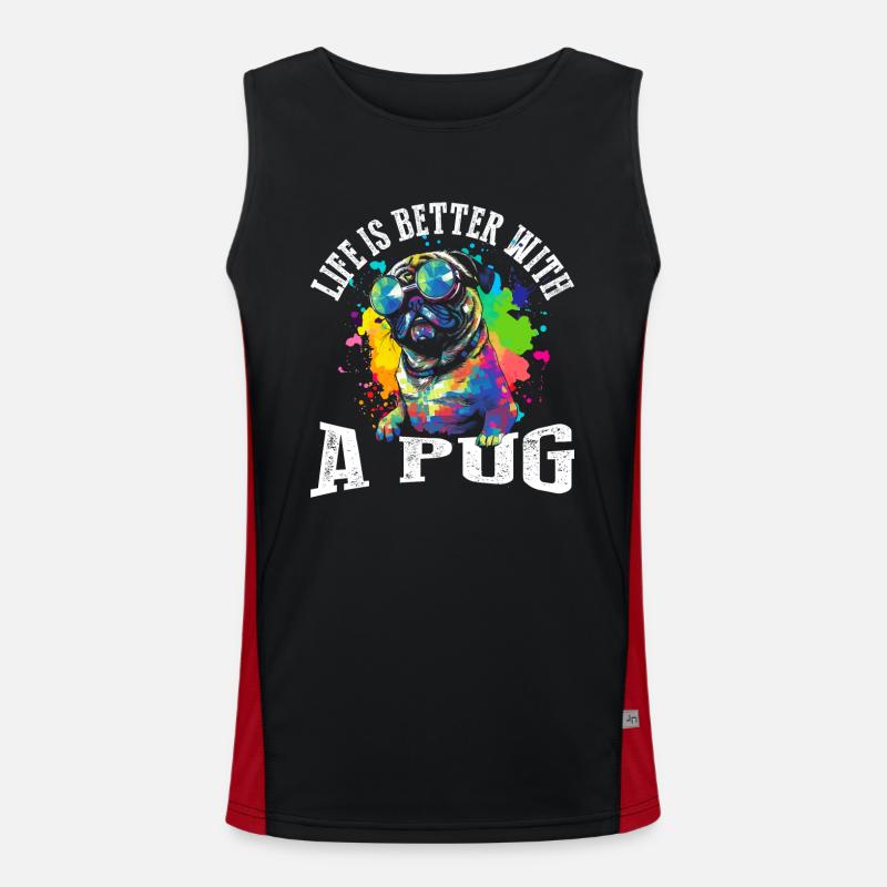 Das Leben ist besser mit einem Mops Funktionelles Kontrast-Tank Top für Männer 