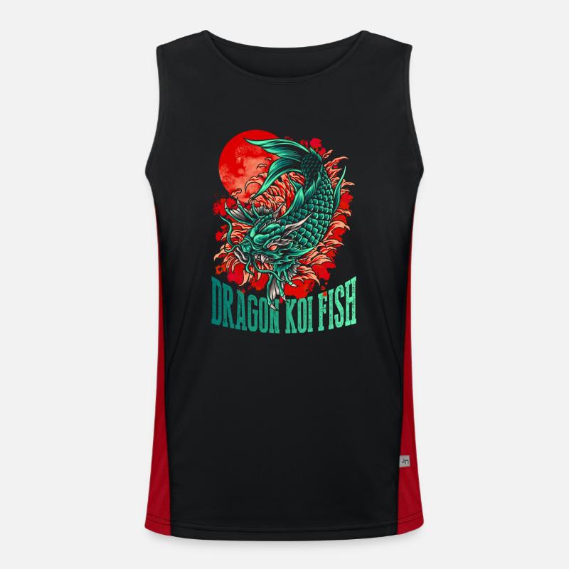 Drachen-Koi-Fisch Funktionelles Kontrast-Tank Top für Männer 