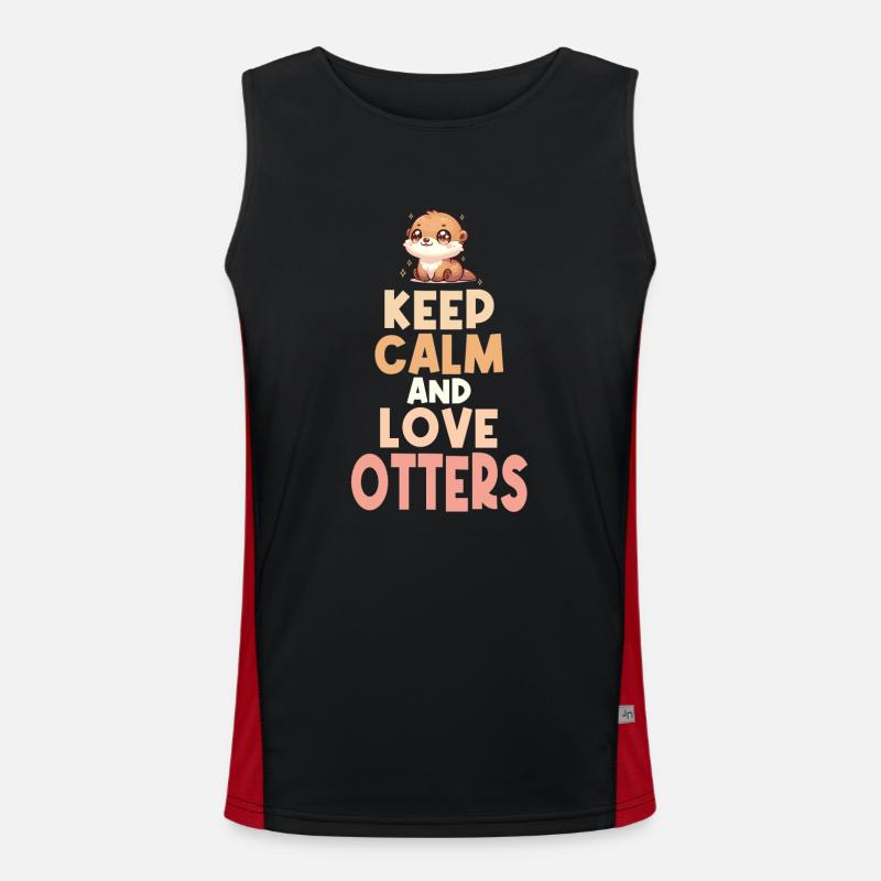 Cute Otter Artwork Featuring Adorable & Funny Keep Men's Functional Contrast Tank Top 