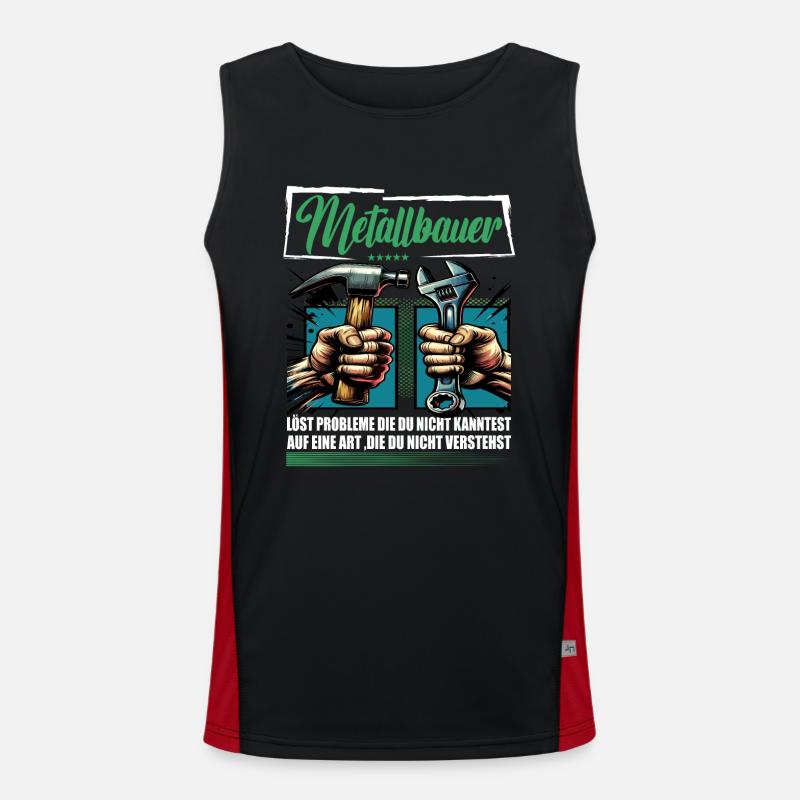 Metallbauer Beruf mit lustigen Spruch Funktionelles Kontrast-Tank Top für Männer 