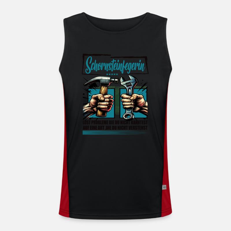 Schornsteinfegerin Beruf mit lustigen Spruch Funktionelles Kontrast-Tank Top für Männer 