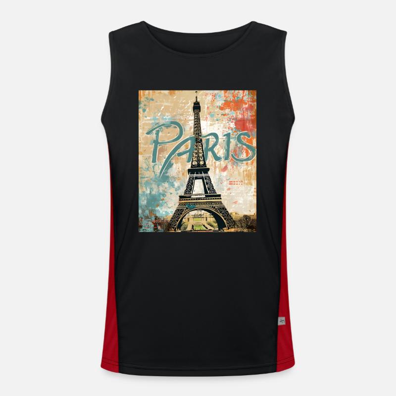 Paris with Eiffel Tower - Men's Functional Contrast Tank Top  - black/red