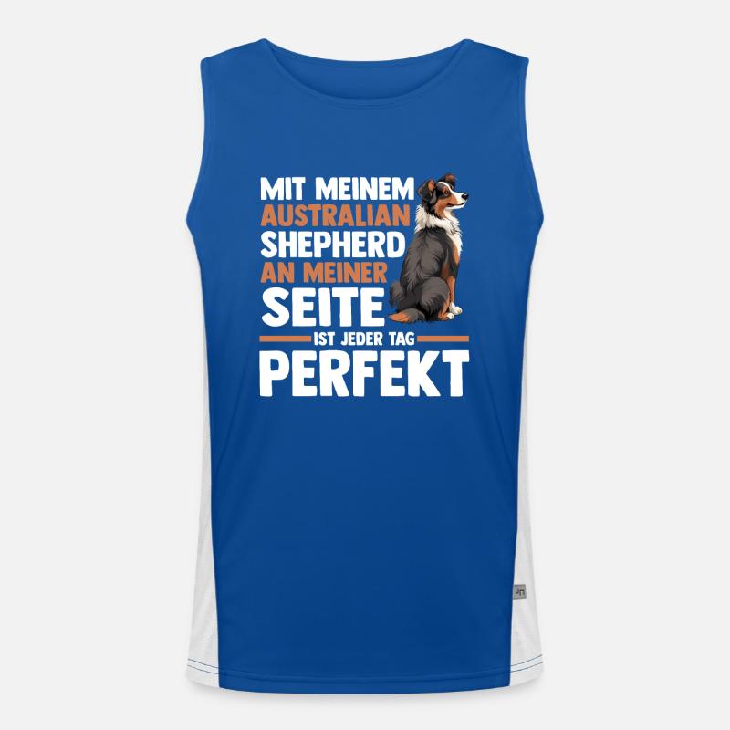 Australian Shepherd Hund Aussie Funktionelles Kontrast-Tank Top für Männer 