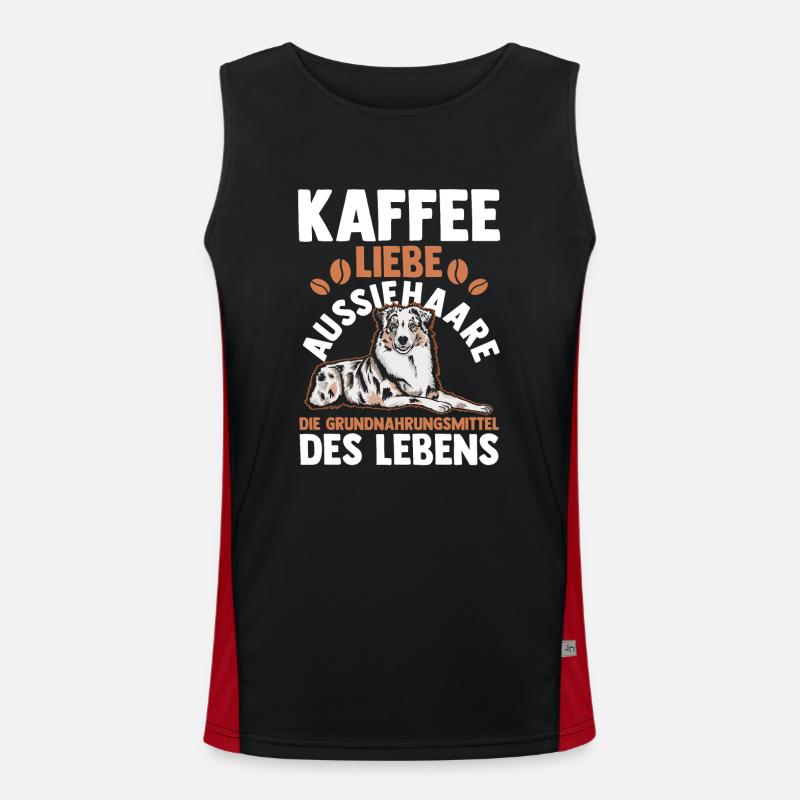 Kaffee Australian Shepherd Hund Aussie Funktionelles Kontrast-Tank Top für Männer 