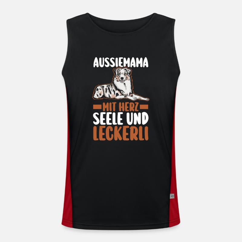 Australian Shepherd Hundemama Hund Aussie Funktionelles Kontrast-Tank Top für Männer 