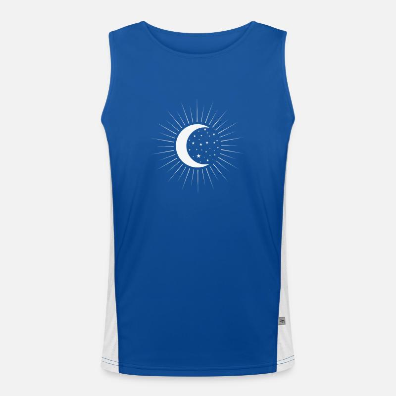 Moon, Pattern, Night Sky, Night Men's Functional Contrast Tank Top 