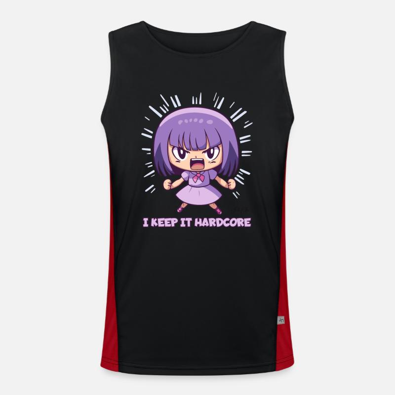 Das "Keep it Hardcore" Anime-Mädchen Funktionelles Kontrast-Tank Top für Männer 