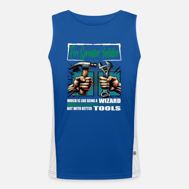 Fire sprinkler installer Beruf Spruch Arbeiter Funktionelles Kontrast-Tank Top für Männer 