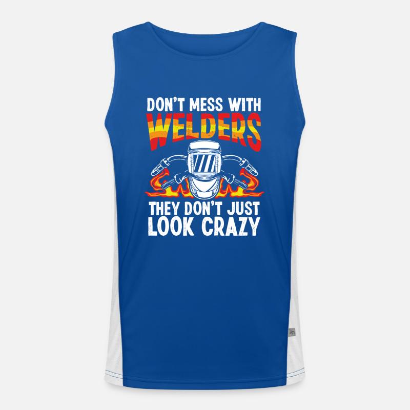 Welders just look crazy Men's Functional Contrast Tank Top 