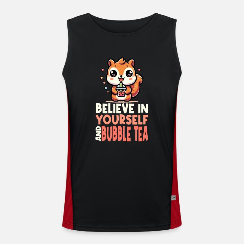 Kawaii Eichhörnchen Bubble Tea Glauben Sie an sich selbst Funktionelles Kontrast-Tank Top für Männer 