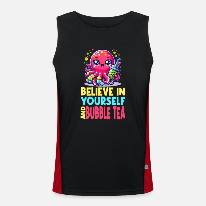 Kawaii Octopus Bubble Tea Glauben Sie an sich selbst Funktionelles Kontrast-Tank Top für Männer 