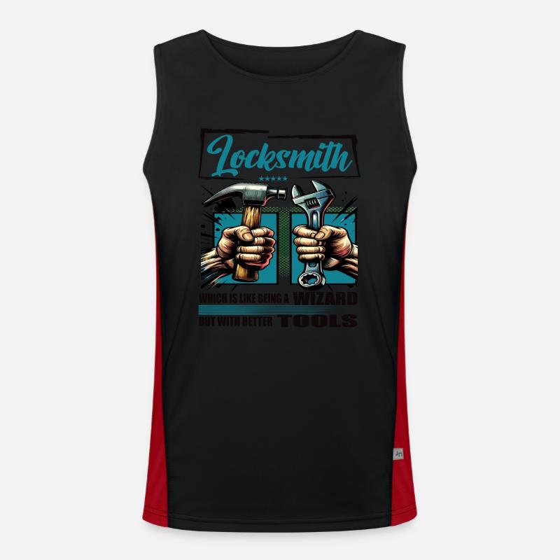 Locksmith Beruf Spruch Arbeiter Funktionelles Kontrast-Tank Top für Männer 