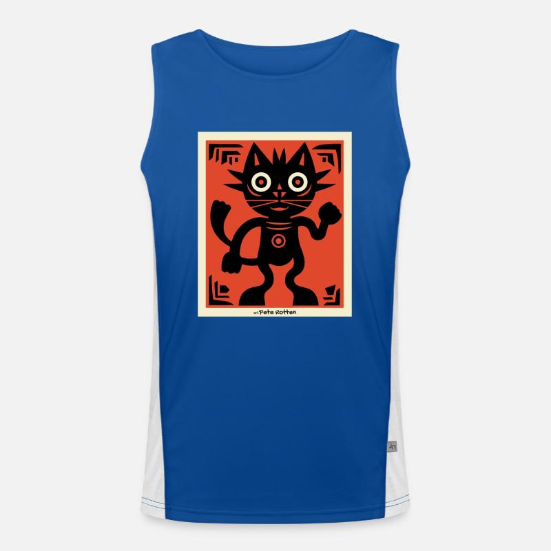 Moderne Kunst Katze Funktionelles Kontrast-Tank Top für Männer 