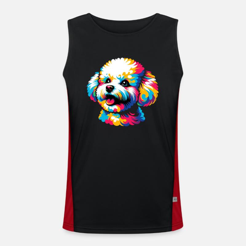 Bichon Frise Dog Pop Art Men's Functional Contrast Tank Top 