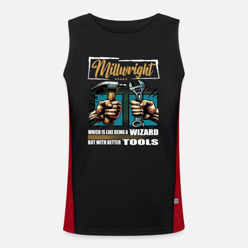 Millwright Profession Saying Worker - Men's Functional Contrast Tank Top  - black/red