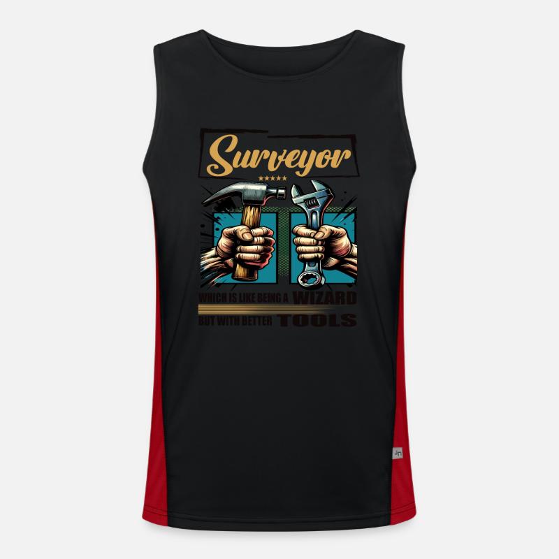 Surveyor Profession Saying Worker Men's Functional Contrast Tank Top 