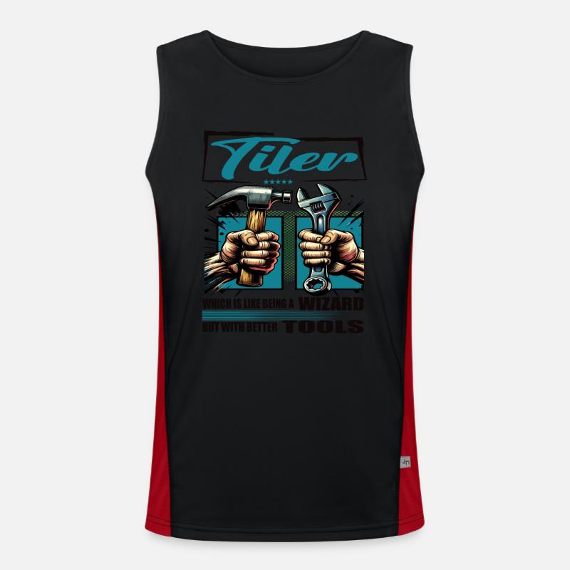 Tiler Profession Saying Worker Men's Functional Contrast Tank Top 