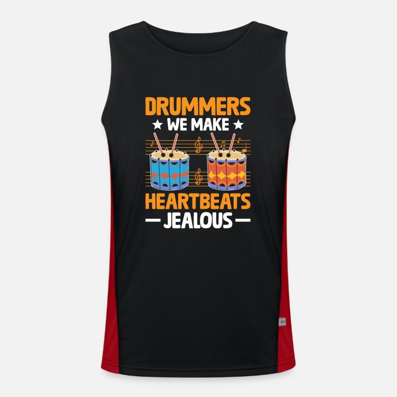 Drum Corps Heartbeat Marching Band Drum Music Perc Men's Functional Contrast Tank Top 