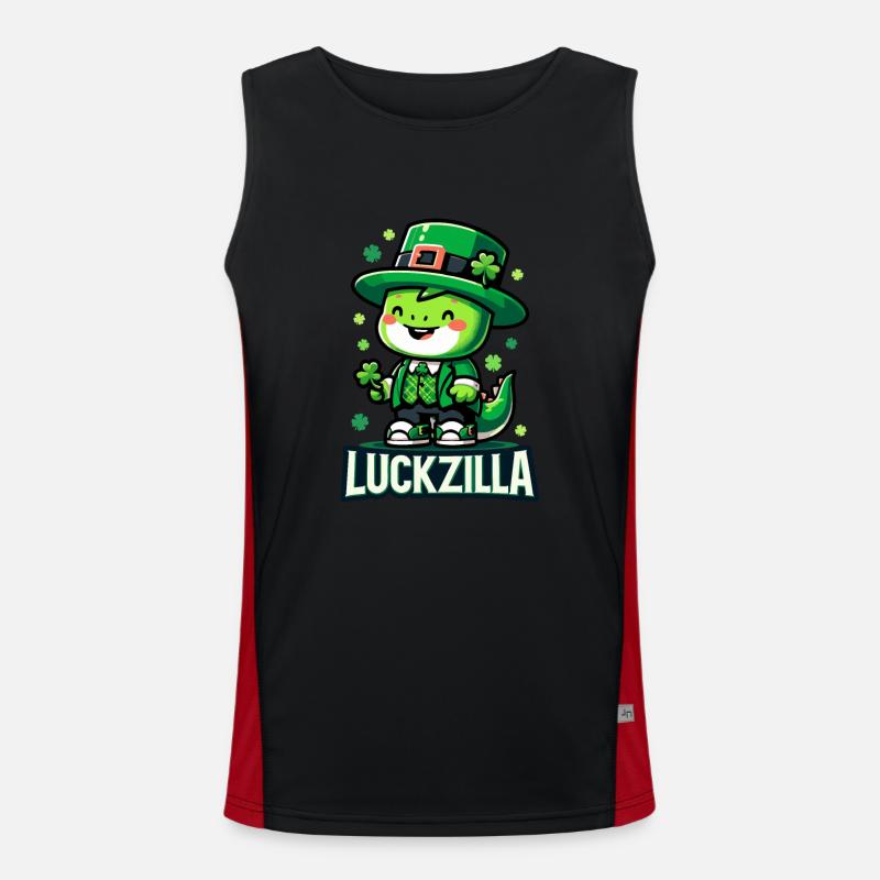 Cheerful Leprechaun Pup - Luckzilla St. Paddy's Men's Functional Contrast Tank Top 