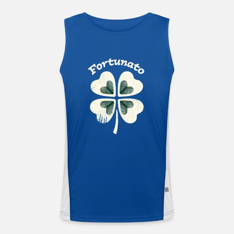 Fortunato Emblem Distressed Vierblatt Funktionelles Kontrast-Tank Top für Männer 