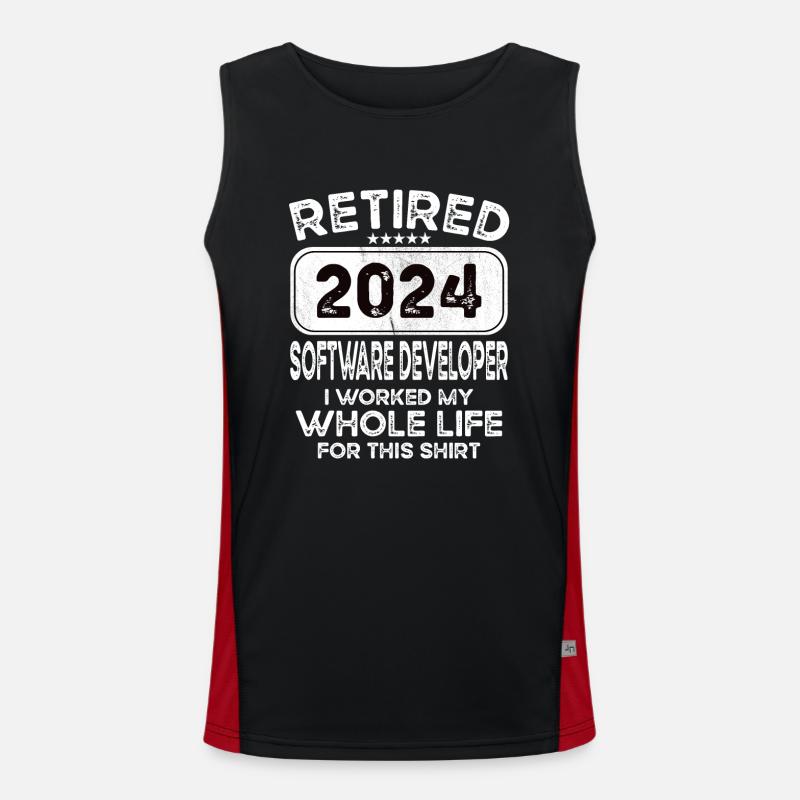 Retired Software developer 2024 - Men's Functional Contrast Tank Top  - black/red