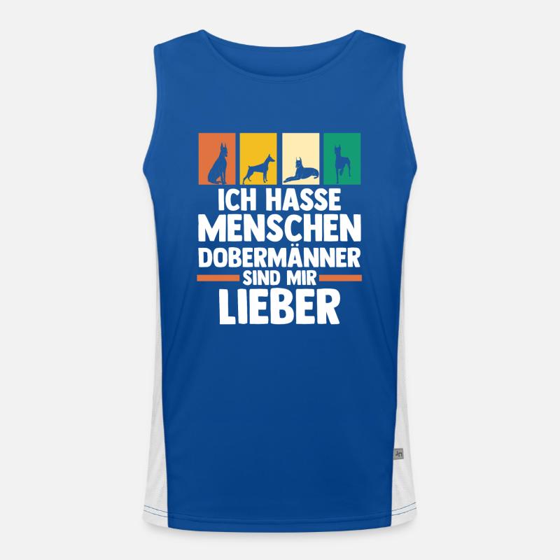Hund Dobermann Funktionelles Kontrast-Tank Top für Männer 