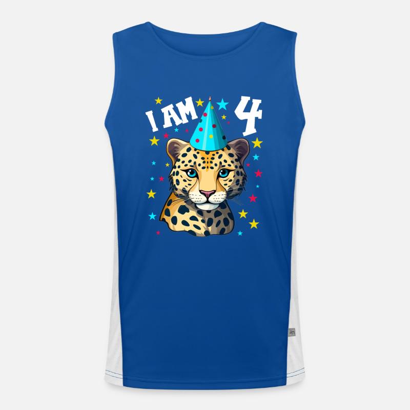 Ich bin 4 Jahre alt Leoparde Leopard 4. Geburtstag Funktionelles Kontrast-Tank Top für Männer 