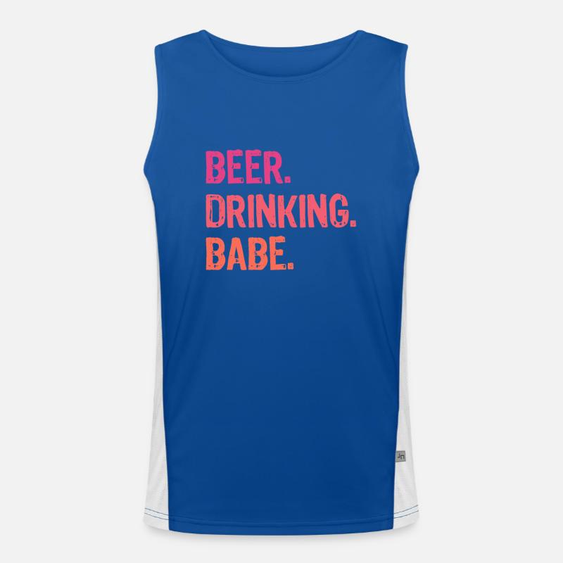 BEER DRINKING BABE Funny Bonfire Campfire Men's Functional Contrast Tank Top 