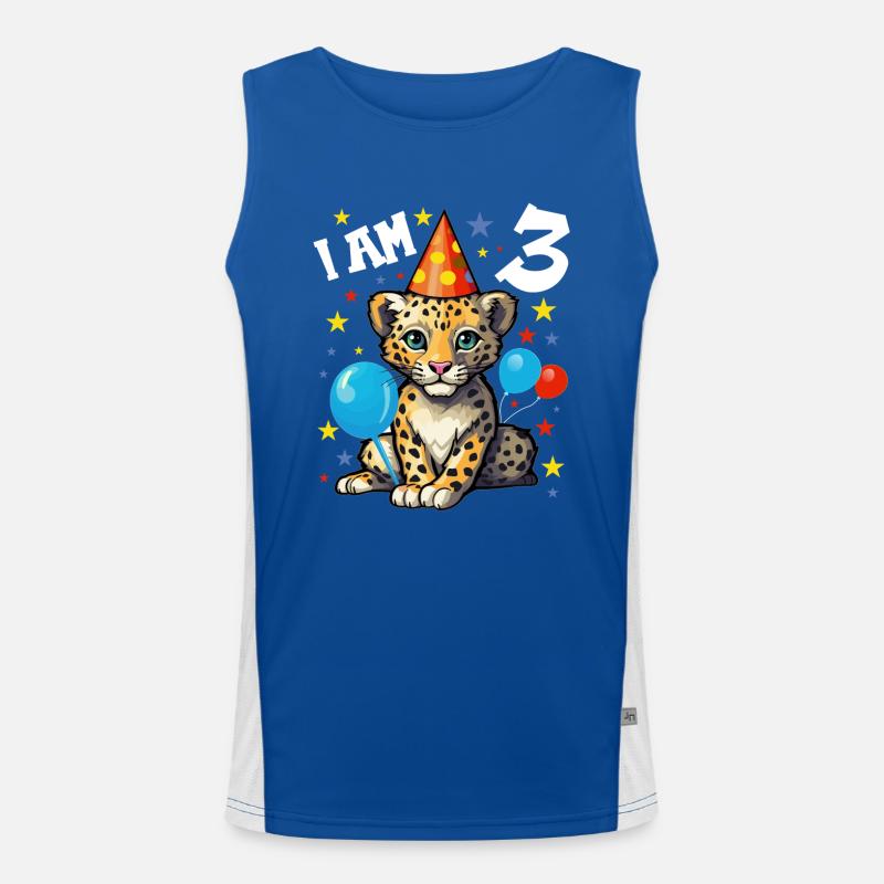 I'm 3 Years Old Leopard Leopard 3rd Birthday Men's Functional Contrast Tank Top 