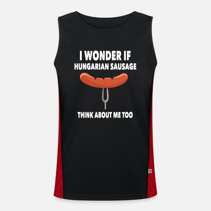 Lustiger Ungarischer Wurst Spruch Funktionelles Kontrast-Tank Top für Männer 