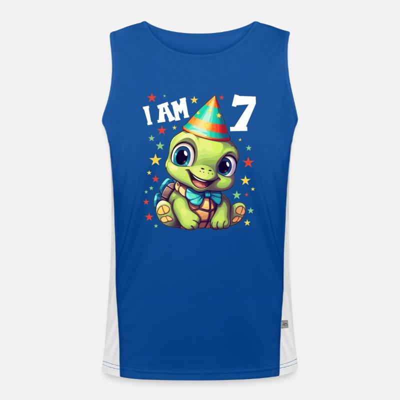 Ich bin 7 Schildkröten Schildkröte 7. Geburtstag Funktionelles Kontrast-Tank Top für Männer 