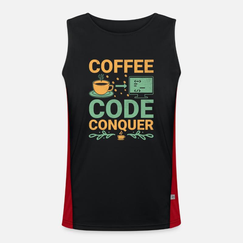 Kaffee-Codierung Programmierer Programmierer Entwickler Nerd Coff Funktionelles Kontrast-Tank Top für Männer 