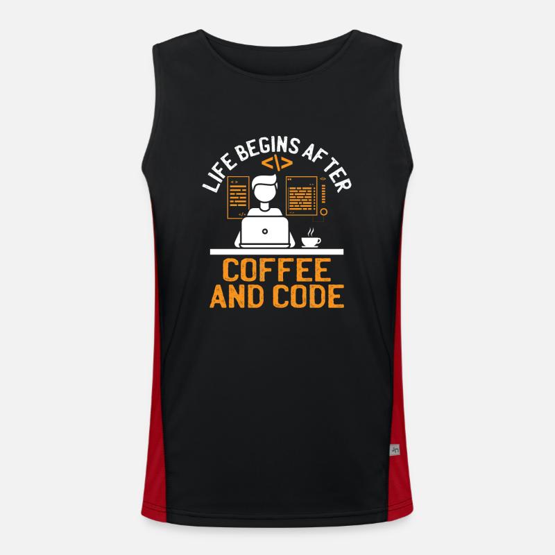 Café Codage Programmeur Codeur Développeur Nerd Coff Débardeur respirant contrasté Homme 