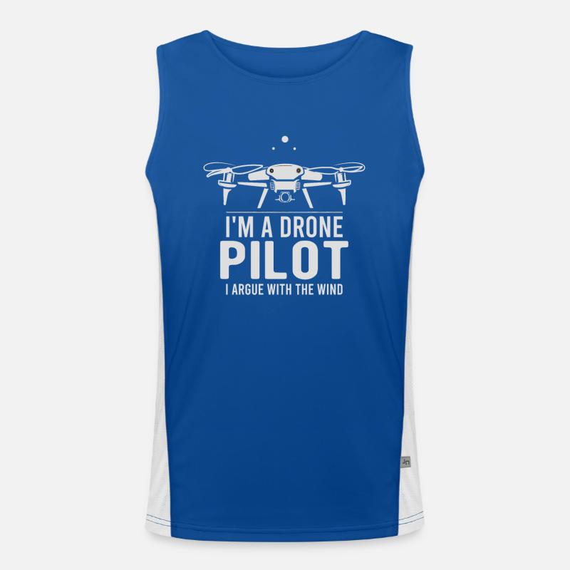 Drone Pilot Grandpa Gift Idea Old Man With Men's Functional Contrast Tank Top 