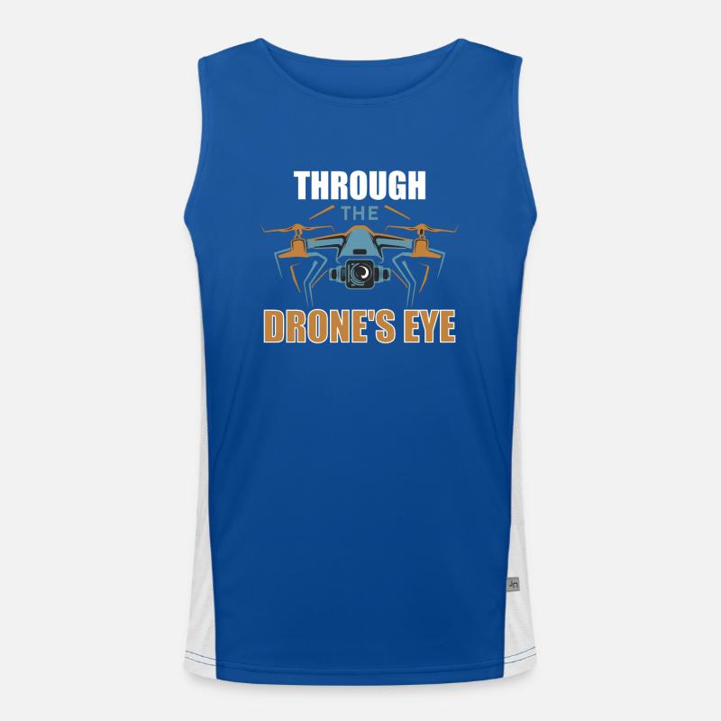 Drone Pilot Grandpa Gift Idea Old Man With Men's Functional Contrast Tank Top 