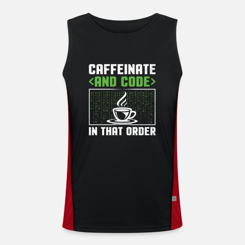 Kaffee-Codierung Programmierer Programmierer Entwickler Nerd Coff Funktionelles Kontrast-Tank Top für Männer 