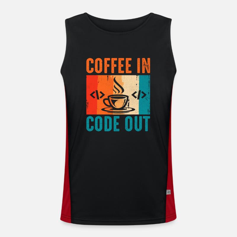 Kaffee-Codierung Programmierer Programmierer Entwickler Nerd Coff Funktionelles Kontrast-Tank Top für Männer 
