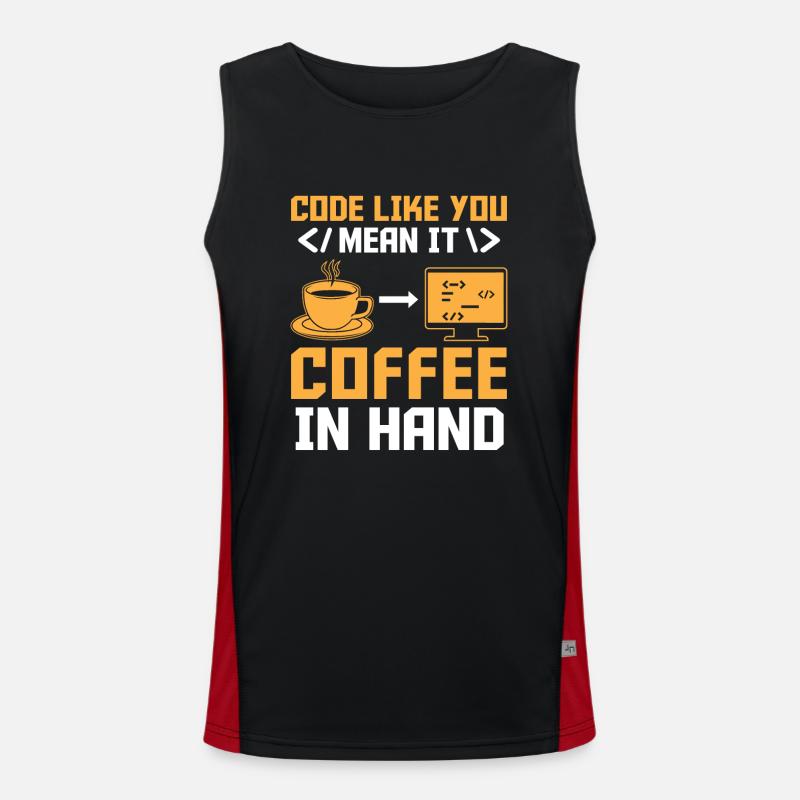 Kaffee-Codierung Programmierer Programmierer Entwickler Nerd Coff Funktionelles Kontrast-Tank Top für Männer 