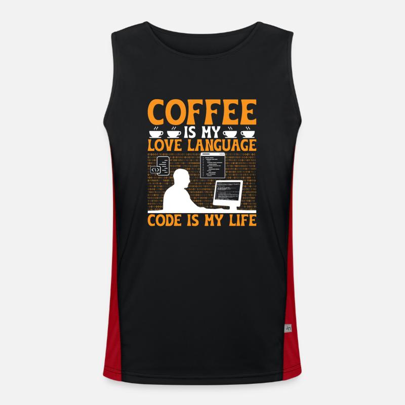 Kaffee-Codierung Programmierer Programmierer Entwickler Nerd Coff Funktionelles Kontrast-Tank Top für Männer 