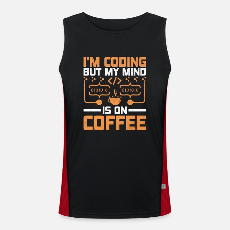 Kaffee-Codierung Programmierer Programmierer Entwickler Nerd Coff Funktionelles Kontrast-Tank Top für Männer 