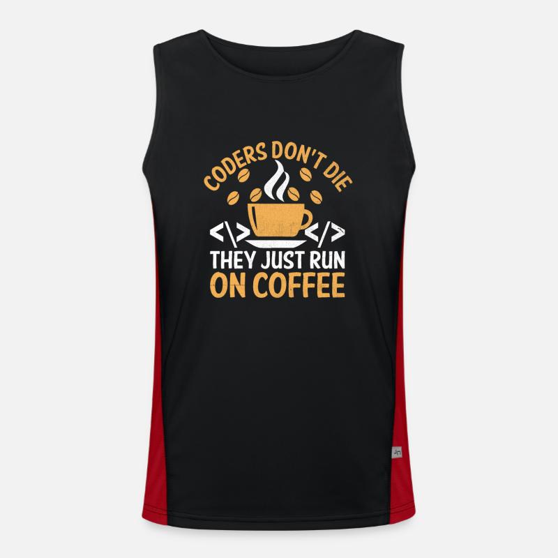 Coffee Coding Programmer Coder Developer Nerd Coff Men's Functional Contrast Tank Top 