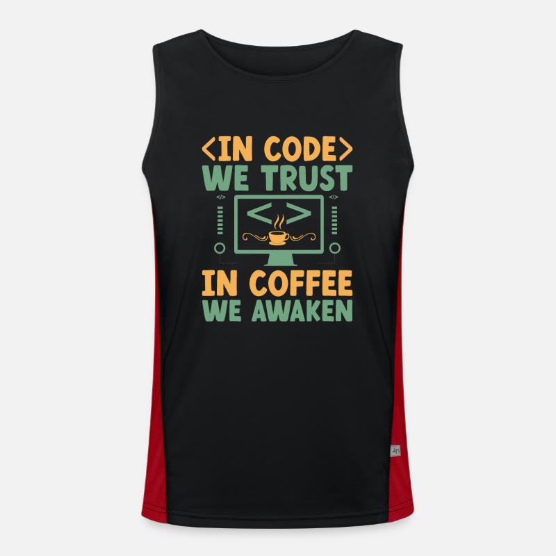 Kaffee-Codierung Programmierer Programmierer Entwickler Nerd Coff Funktionelles Kontrast-Tank Top für Männer 