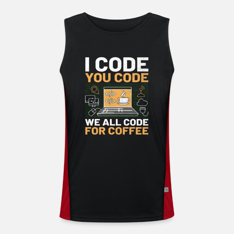 Kaffee-Codierung Programmierer Programmierer Entwickler Nerd Coff Funktionelles Kontrast-Tank Top für Männer 