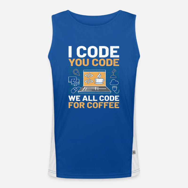 Kaffee-Codierung Programmierer Programmierer Entwickler Nerd Coff Funktionelles Kontrast-Tank Top für Männer 