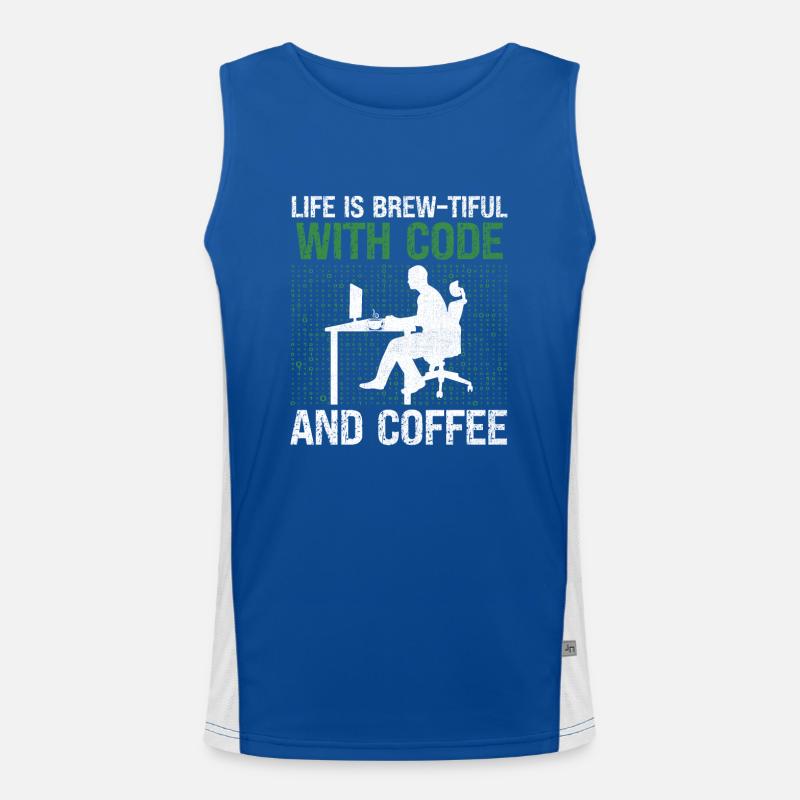 Kaffee-Codierung Programmierer Programmierer Entwickler Nerd Coff Funktionelles Kontrast-Tank Top für Männer 