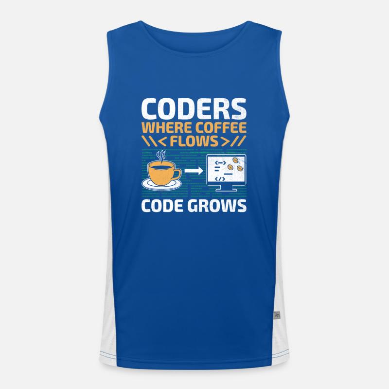 Coffee Coding Programmer Coder Developer Nerd Coff Men's Functional Contrast Tank Top 