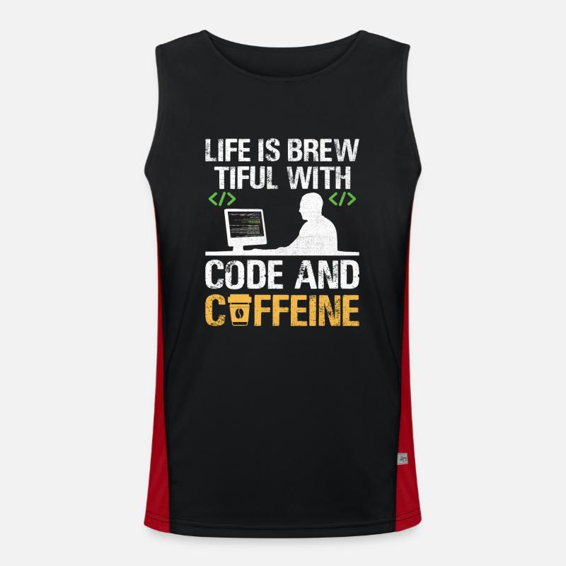 Kaffee-Codierung Programmierer Programmierer Entwickler Nerd Coff Funktionelles Kontrast-Tank Top für Männer 