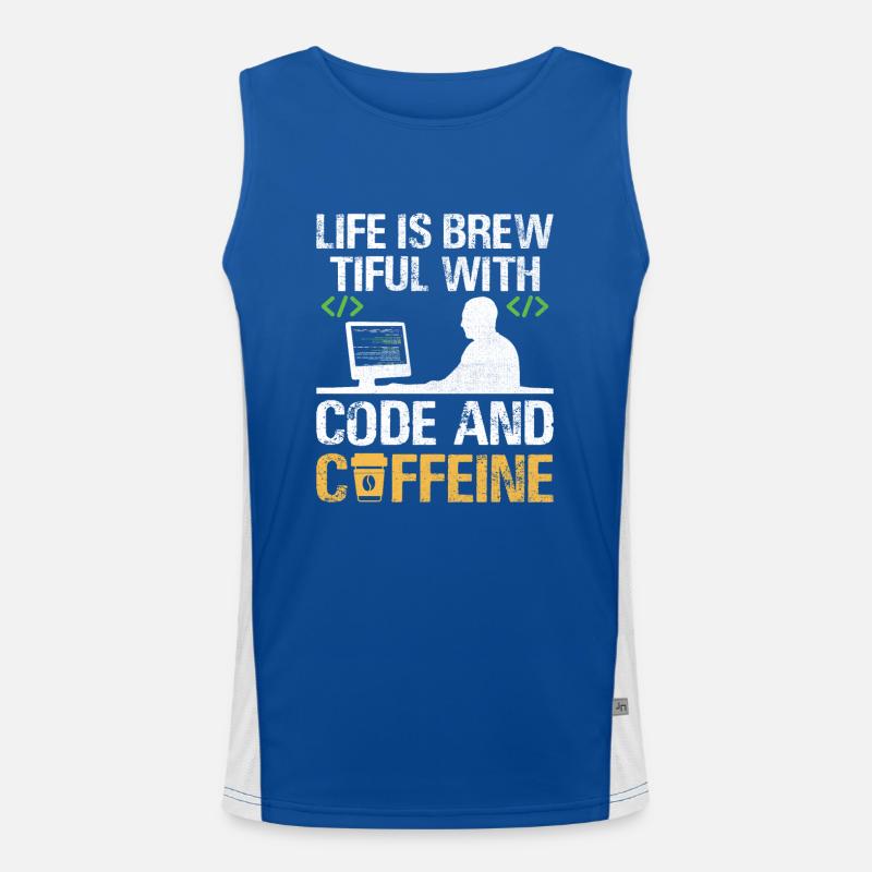 Café Codage Programmeur Codeur Développeur Nerd Coff Débardeur respirant contrasté Homme 