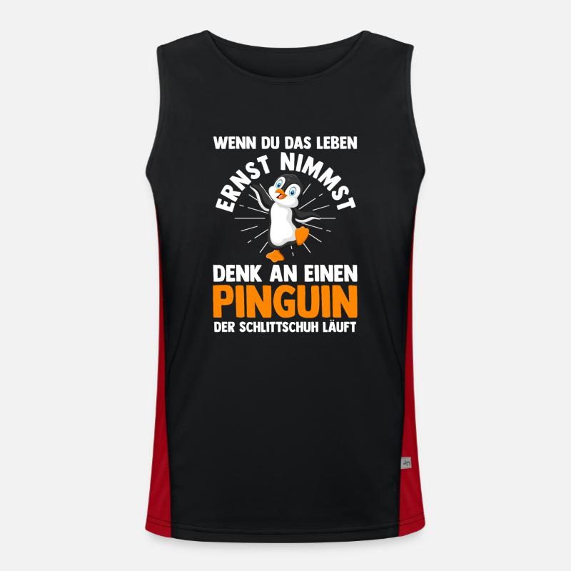 Kaffee Pinguin Funktionelles Kontrast-Tank Top für Männer 